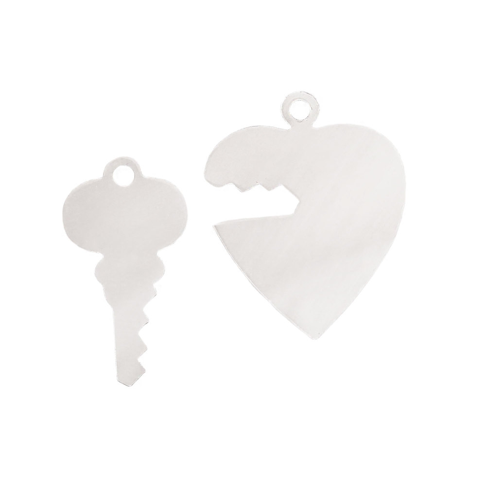 Metal Stamping Blanks Aluminum Heart and Key, 18 Gauge